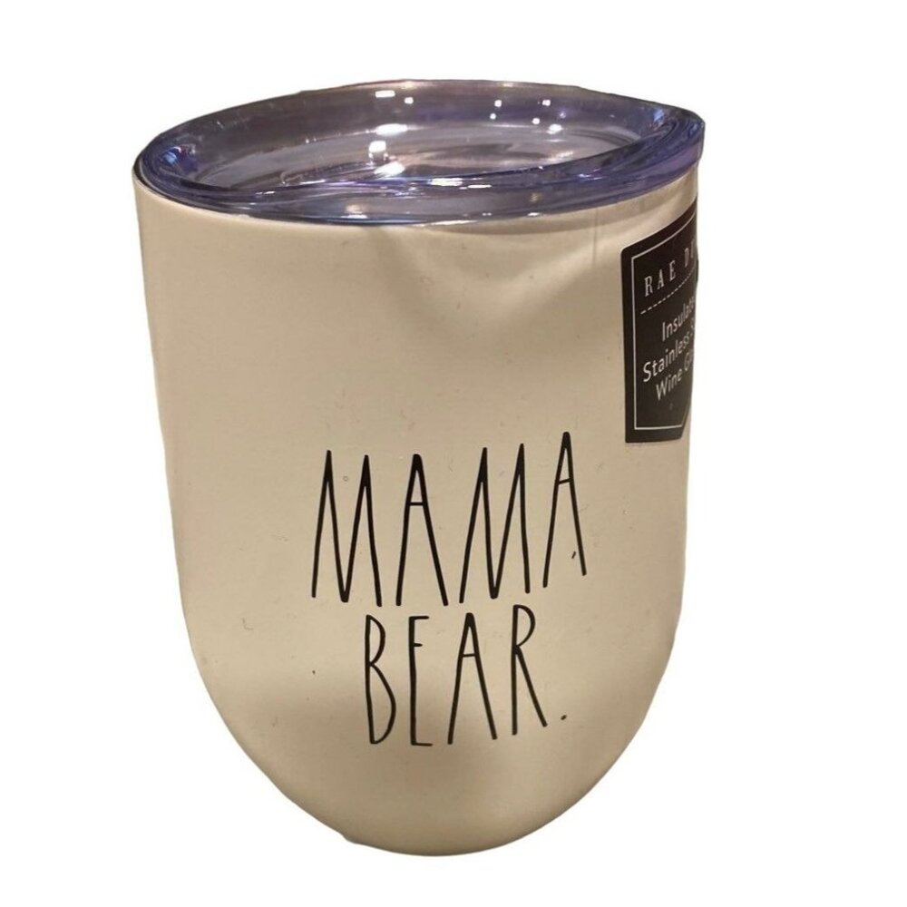 Rae Dunn "MAMA BEAR" TUMBLER WINE GLASS NEW